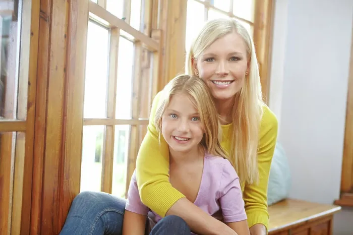 Framed Print : House, portrait and mother hug girl with happiness in home and support in family with trust Framed Print : House, portrait and mother hug girl with happiness in home and support in family with trust