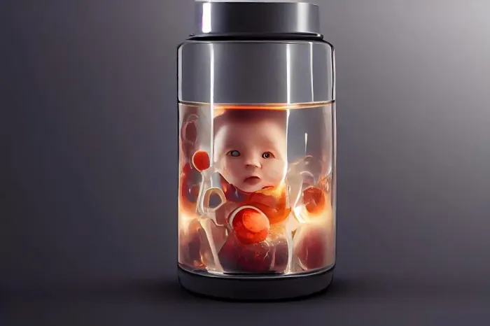 Framed Print : human baby embyo inside incubator breeding tank on gray background, ectogenesis concept, neural network generated art Framed Print : human baby embyo inside incubator breeding tank on gray background, ectogenesis concept, neural network generated art