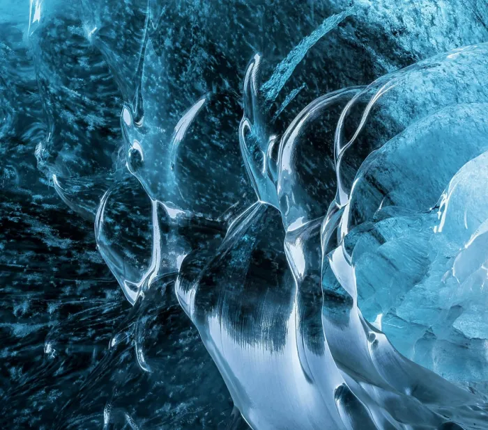 Framed Print : Ice cave in the glacier Breidamerkurjokull in Vatnajokull National Park. (Large format sizes available)