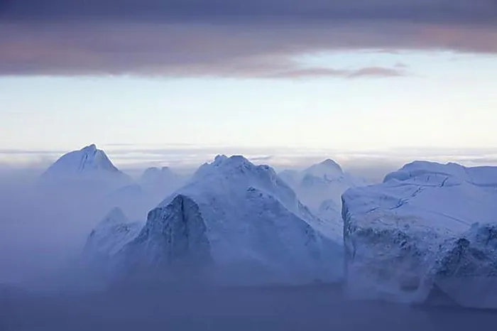 Framed Print : Icebergs in the mist, Kangia Icefjord, Disko-Bay, West-Greenland, Greenland, North America