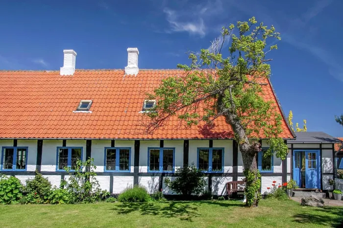 Framed Print : Idyllic half-timbered house on Bornholm Idyllic half-timbered house in Svaneke on Bornholm