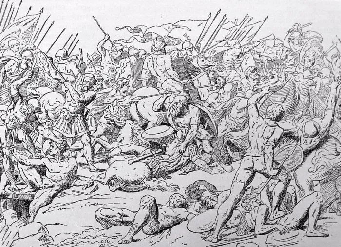 Framed Print : Illustration depicting the Battle of Potidaea (432 BC) one of the catalysts for the Peloponnesian War Framed Print : Illustration depicting the Battle of Potidaea (432 BC) one of the catalysts for the Peloponnesian War