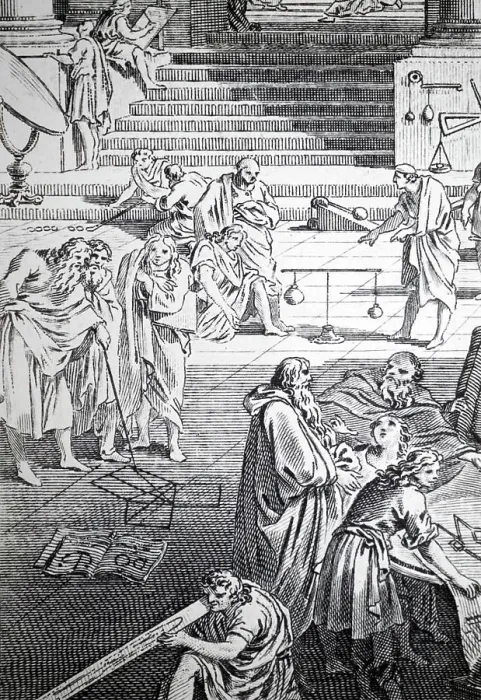 Framed Print : Illustration showing Philosophers demonstrating the mathematical sciences Framed Print : Illustration showing Philosophers demonstrating the mathematical sciences