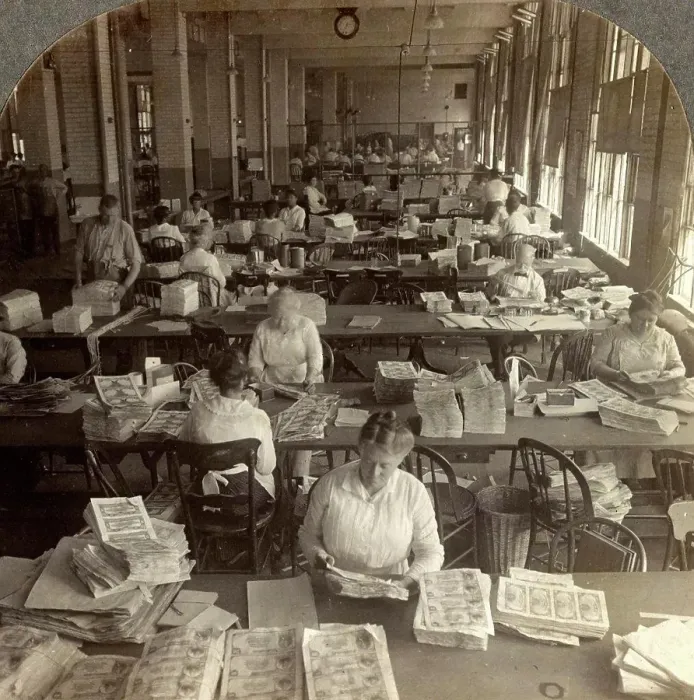 Framed Print : Inspecting sheets of paper money Framed Print : Inspecting sheets of paper money