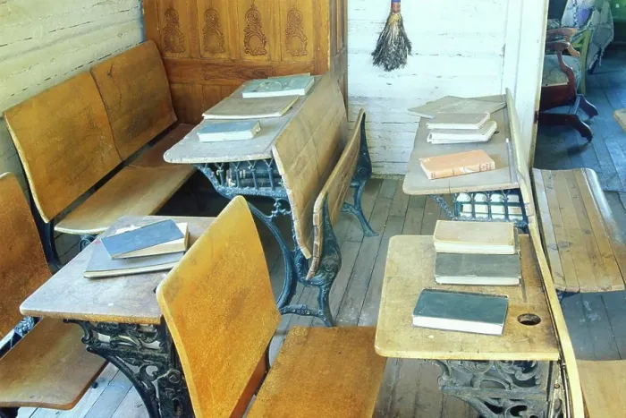 Framed Print : Interior of the first one room schoolhouse in MT, NV City Framed Print : Interior of the first one room schoolhouse in MT, NV City