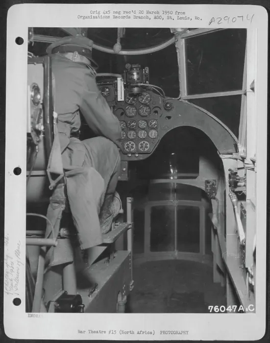 Framed Print : Interior of flying laboratory showing instrument panel in the cockpit of a French Potez-54 at a 90th Photographic