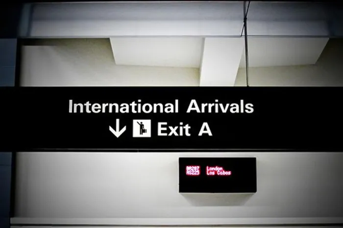 Framed Print : International Arrivals sign at San Francisco International Airport, California, USA