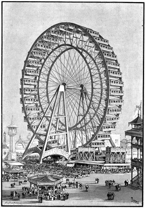Framed Print : International Exhibition, Chicago, USA, 1893. The giant Ferris wheel. Illustration 1893