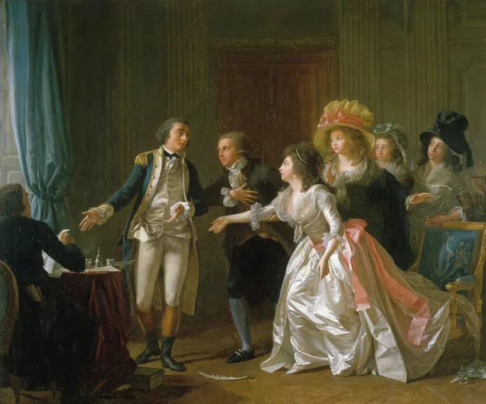 Framed Print : The interrupted marriage contract Michel Garnier. 'The interrupted marriage contract'. Oil on canvas Framed Print : The interrupted marriage contract Michel Garnier. 'The interrupted marriage contract'. Oil on canvas