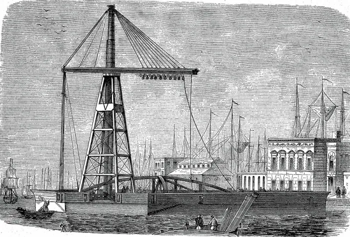 Framed Print : The iron steam derrick, steam crane