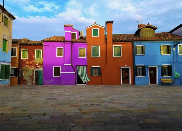 Framed Print : Italy, Colorful Apartment Buildings; Venice Framed Print : Italy, Colorful Apartment Buildings; Venice