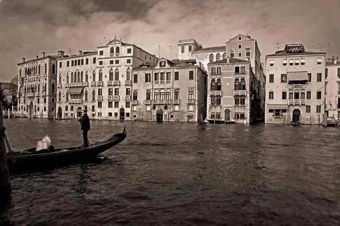 Framed Print : Italy, Venice, Grand Canal, gondolier, row of houses Framed Print : Italy, Venice, Grand Canal, gondolier, row of houses