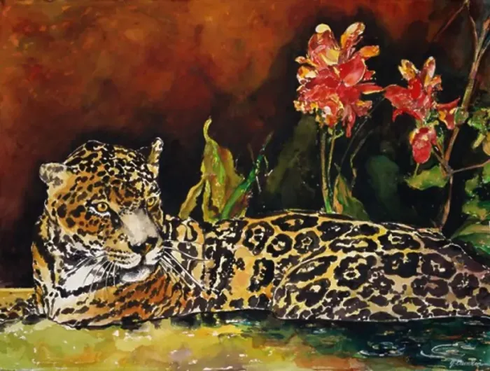 Framed Print : Jaguar in the Water, 2000, John Bunker (20th C. / American), Watercolor Framed Print : Jaguar in the Water, 2000, John Bunker (20th C. / American), Watercolor