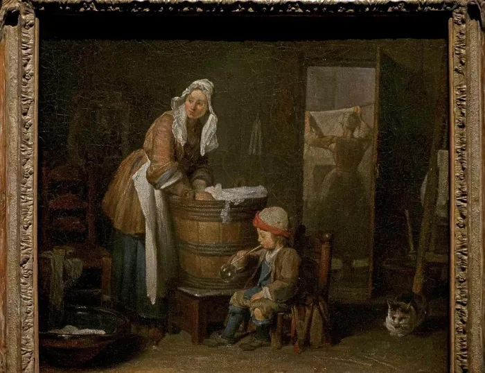 Framed Print : Jean Simeon Chardin (1699-1779). French painter. The Washerwoman. National Museum. Stockholm. Sweden Framed Print : Jean Simeon Chardin (1699-1779). French painter. The Washerwoman. National Museum. Stockholm. Sweden