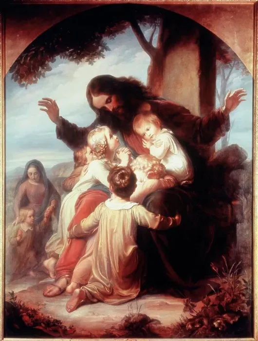 Framed Print : Jesus and the Children Hugo Vogel (1855-1920 German) Framed Print : Jesus and the Children Hugo Vogel (1855-1920 German)