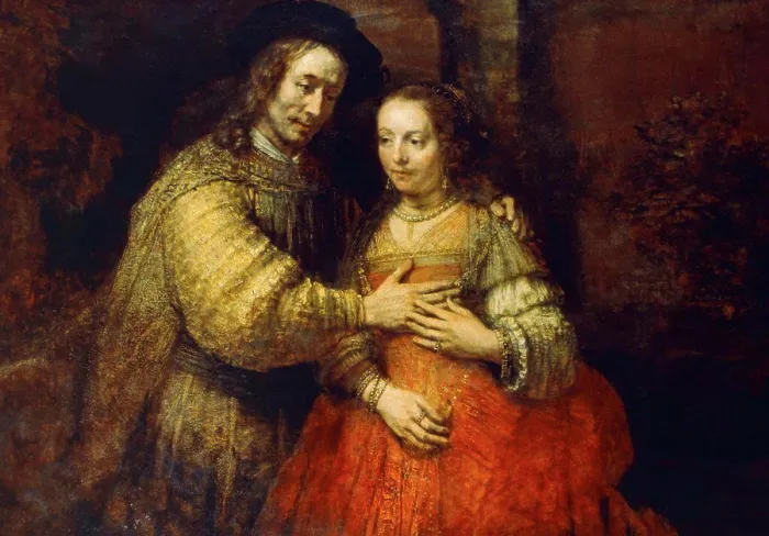 Framed Print : The Jewish Bride 1667 Rembrandt Harmensz van Rijn (1606-1669 Dutch) Oil on canvas Rijksmuseum, Amsterdam, Netherlands