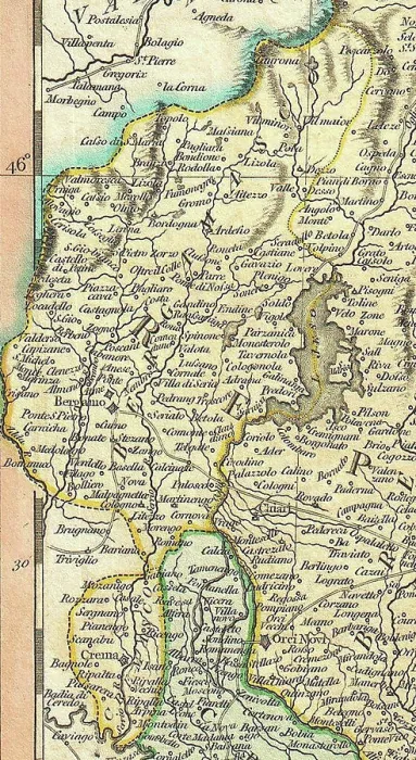 Framed Print : John Cary 1799 map of the territory of Bergamo Framed Print : John Cary 1799 map of the territory of Bergamo