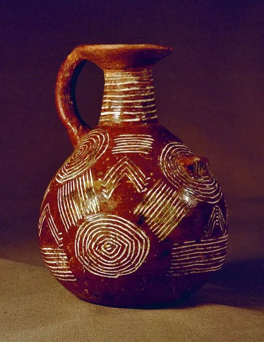 Framed Print : Jug with round base and round spout, Incised Red Polished Ware, Early Bronze Age, 2000 BC. from Cyprus Framed Print : Jug with round base and round spout, Incised Red Polished Ware, Early Bronze Age, 2000 BC. from Cyprus