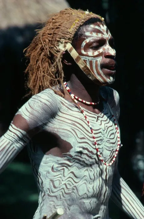 Framed Print : Kenya, Tribal People, Kikuyu Tribesman Wearing Head Dress And White Body Paint Framed Print : Kenya, Tribal People, Kikuyu Tribesman Wearing Head Dress And White Body Paint