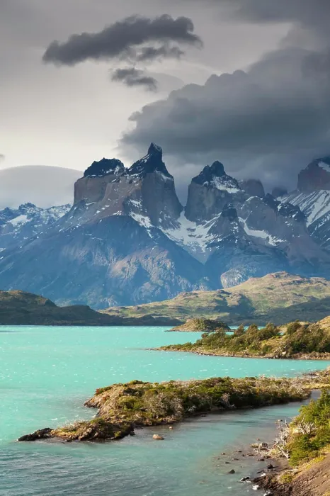 Framed Print : Lake Pehoé and the horms in Torres del Paine National Park, Chilean Patagonia