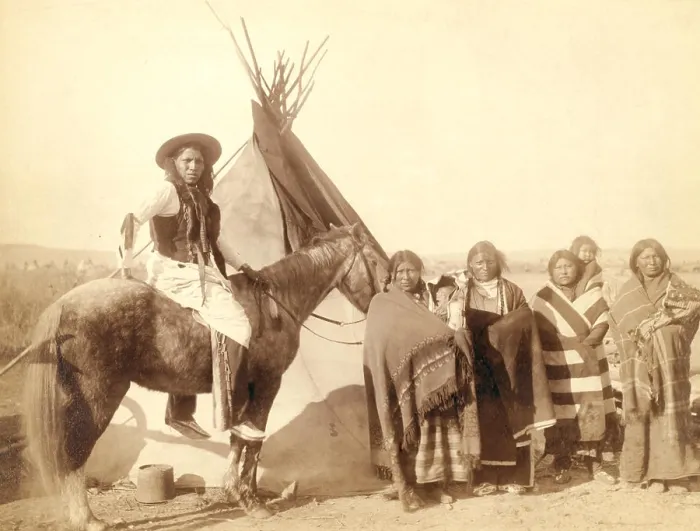 Framed Print : Four Lakota women standing, three holding infants in cradleboards Framed Print : Four Lakota women standing, three holding infants in cradleboards