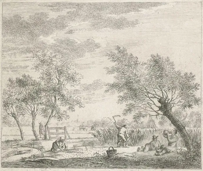 Framed Print : Landscape with corn harvest, Johannes Janson, 1783 Framed Print : Landscape with corn harvest, Johannes Janson, 1783
