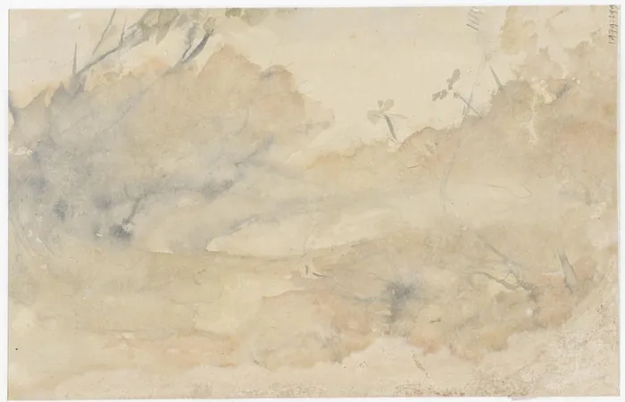 Framed Print : Landscape (unfinished), Landscape, draughtsman: Jozef Israëls, 1834 - 1911, paper, brush, h 162 mm × w 248 mm Framed Print : Landscape (unfinished), Landscape, draughtsman: Jozef Israëls, 1834 - 1911, paper, brush, h 162 mm × w 248 mm