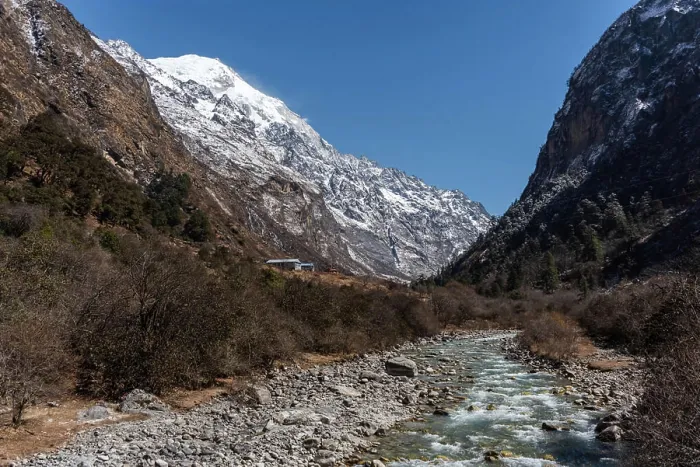 Framed Print : Langtang Khola River meandering through the Valley Framed Print : Langtang Khola River meandering through the Valley