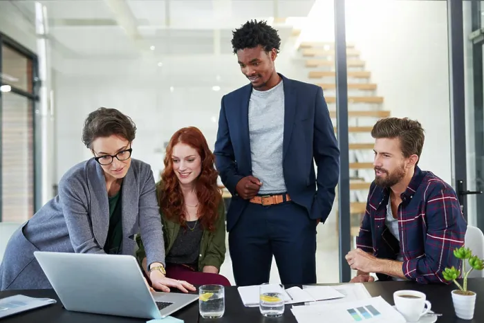 Framed Print : Laptop, teamwork or people in startup for problem solving Framed Print : Laptop, teamwork or people in startup for problem solving