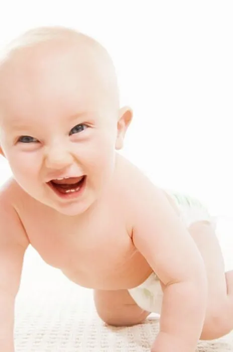 Framed Print : A laughing baby crawling Framed Print : A laughing baby crawling