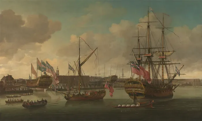 Framed Print : Launching Deptford John Cleveley Elder Ca 1712-1777 Framed Print : Launching Deptford John Cleveley Elder Ca 1712-1777
