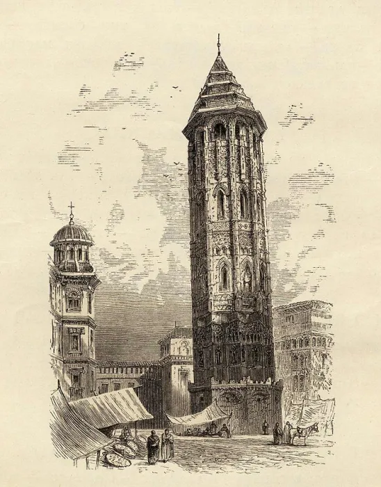 Framed Print : Leaning Tower Saragossa, Spain.From the book 'Spanish Pictures' by the Rev Samuel Manning, published 1870 Framed Print : Leaning Tower Saragossa, Spain.From the book 'Spanish Pictures' by the Rev Samuel Manning, published 1870