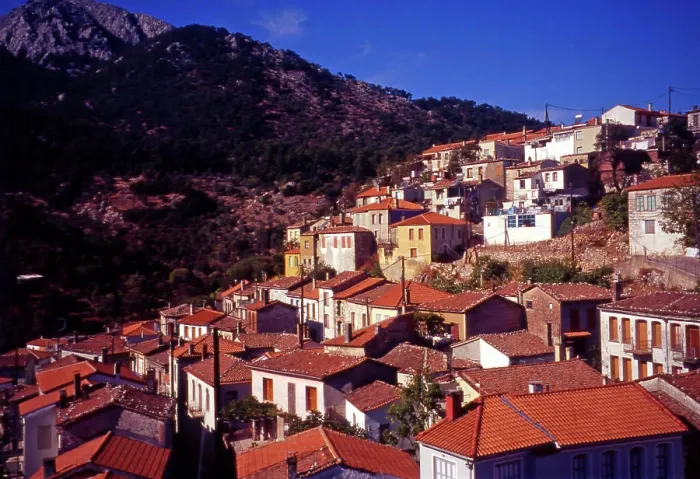 Framed Print : Lesvos. Greece. The mountain village of Ayiassos