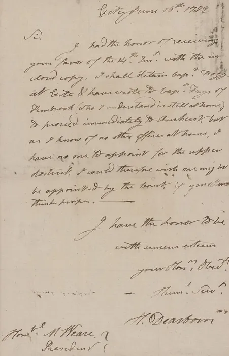 Framed Print : Letter to President Mesech Weare, 1782-06-16, Exeter, N.H. A. L. S. Endorsed. 1 page. Fo Framed Print : Letter to President Mesech Weare, 1782-06-16, Exeter, N.H. A. L. S. Endorsed. 1 page. Fo