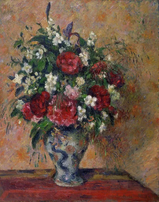 Framed Print : Still life with peonies and mock orange by Pissarro Framed Print : Still life with peonies and mock orange by Pissarro