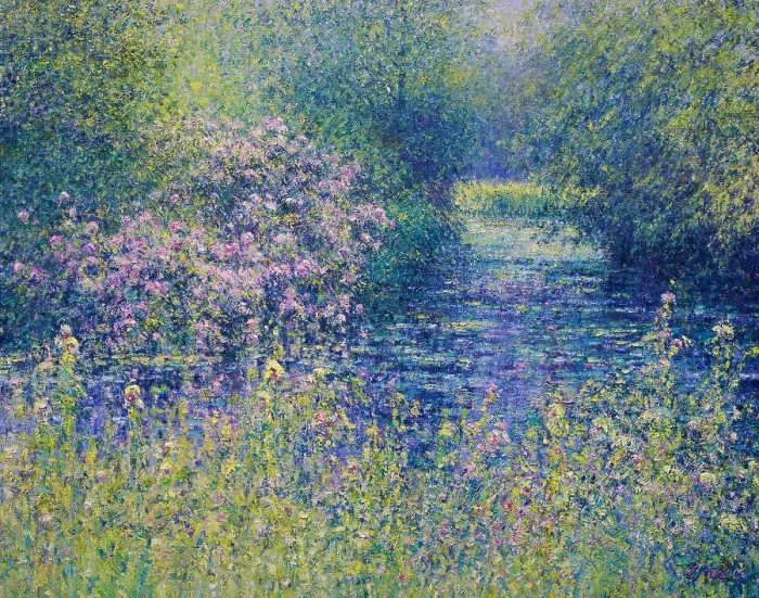 Framed Print : The Lily Pond, Byfleet Manor-Afternoon, June 2004 Charles Neal (b.1951 / British) Oil on canvas Framed Print : The Lily Pond, Byfleet Manor-Afternoon, June 2004 Charles Neal (b.1951 / British) Oil on canvas