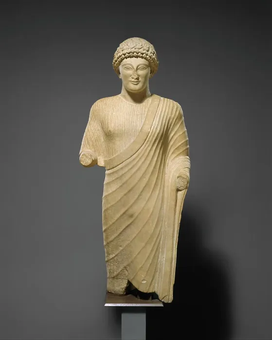 Framed Print : Limestone statue of a youth early 5th century B Framed Print : Limestone statue of a youth early 5th century B