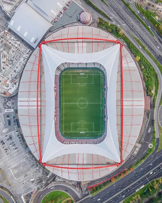 Framed Print : Lisbon, Portugal - 15 December 2020: Aerial view of Estadio Sport Lisboa e Benfica from top, Lisbon, Portugal