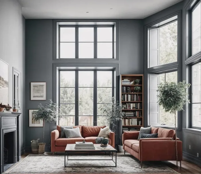 Framed Print : A living room with a fireplace and two couches Framed Print : A living room with a fireplace and two couches