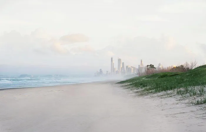 Framed Print : Looking from Sandspit along the beach towards highrise buildings at Surfers Paradise Framed Print : Looking from Sandspit along the beach towards highrise buildings at Surfers Paradise