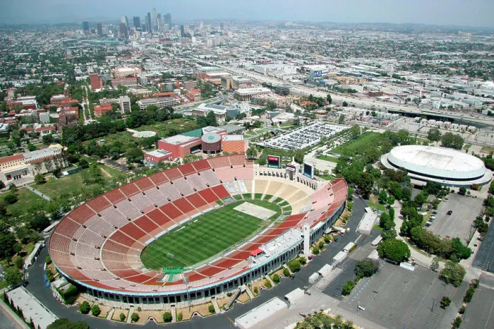 Framed Print : Los Angeles Memorial Coliseum and arena in the University Park Neighborhood with USC Framed Print : Los Angeles Memorial Coliseum and arena in the University Park Neighborhood with USC