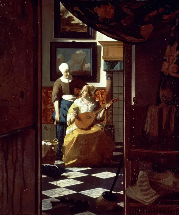 Framed Print : The Love Letter 1669-1670 Jan Vermeer (1632-1675 / Dutch) Oil on canvas Rijksmuseum, Amsterdam Framed Print : The Love Letter 1669-1670 Jan Vermeer (1632-1675 / Dutch) Oil on canvas Rijksmuseum, Amsterdam