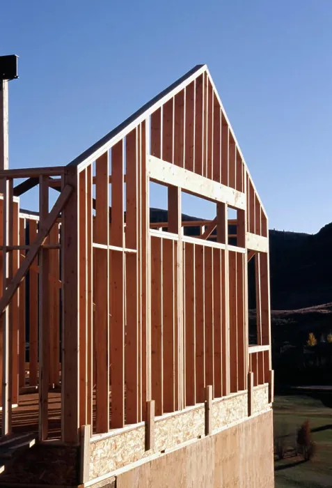 Framed Print : Low angle view of house under construction Framed Print : Low angle view of house under construction