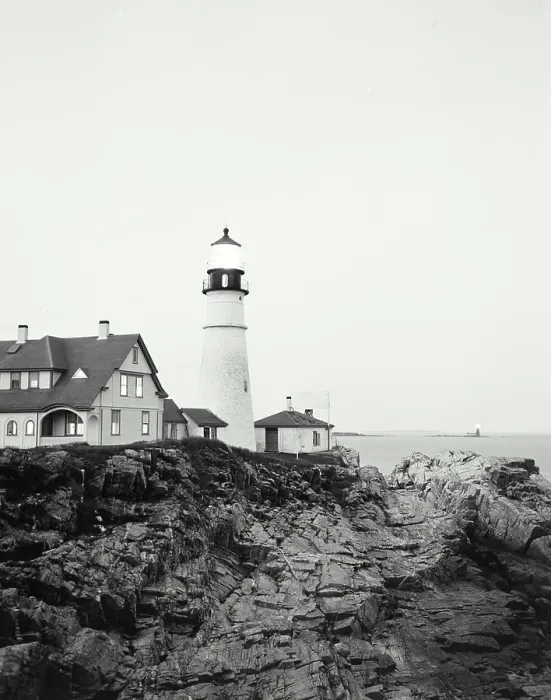Framed Print : Low angle view of a lighthouse on the coast, Portland Head Lighthouse, Cape Elizabeth, Maine, USA