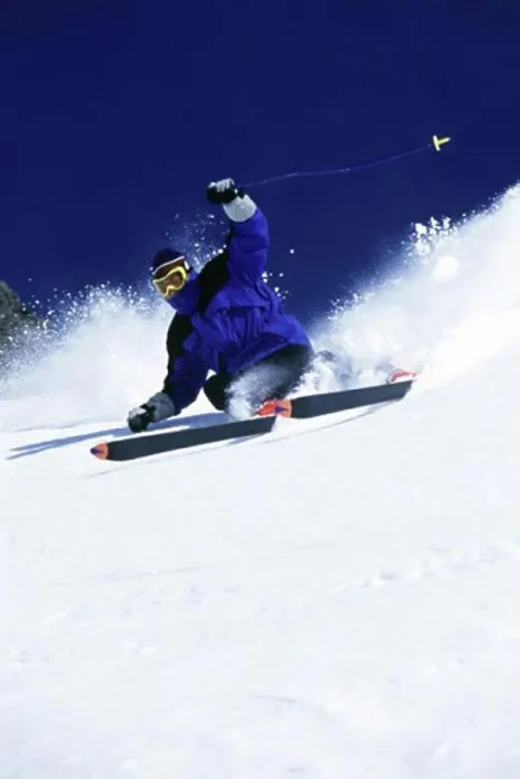 Framed Print : Low angle view of a man skiing