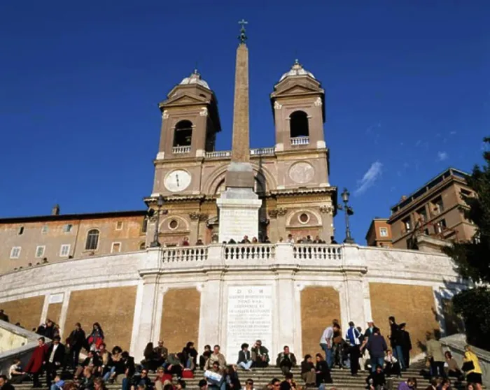 Framed Print : Low angle view of an obelisk in front of a church, Trinita dei Monti, Rome, Italy Framed Print : Low angle view of an obelisk in front of a church, Trinita dei Monti, Rome, Italy