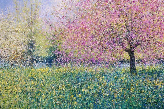 Framed Print : The Lower Lawn, Byfleet Manor-Spring Morning, April 2004 Charles Neal (b.1951 / British) Oil on canvas Framed Print : The Lower Lawn, Byfleet Manor-Spring Morning, April 2004 Charles Neal (b.1951 / British) Oil on canvas