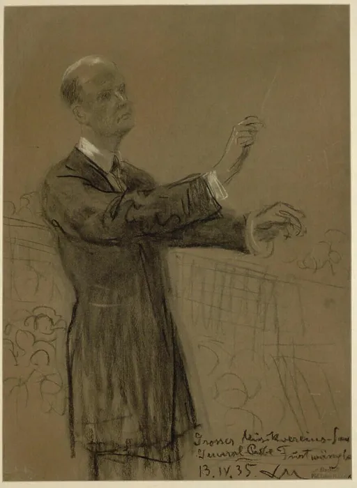 Framed Print : Ludwig Michaleks 1935 chalk drawing on brown paper shows conductor Furtwängler conducting Framed Print : Ludwig Michaleks 1935 chalk drawing on brown paper shows conductor Furtwängler conducting