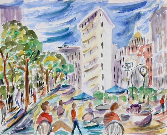 Framed Print : Madison Square and the Flatiron Building, 2013, Richard H. Fox (b.1960 / American), Watercolor on Paper Framed Print : Madison Square and the Flatiron Building, 2013, Richard H. Fox (b.1960 / American), Watercolor on Paper