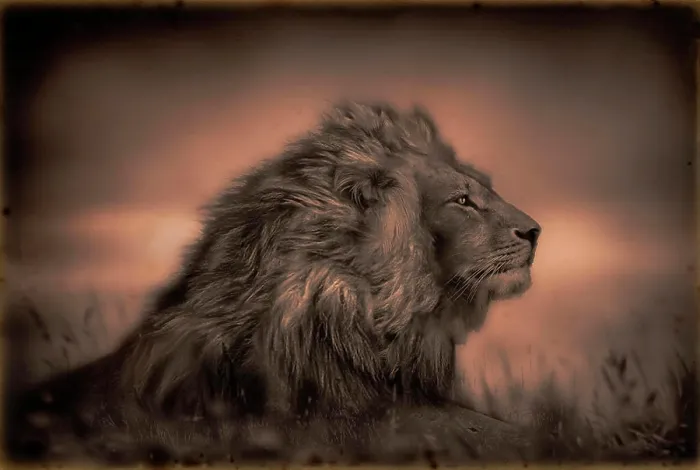 Framed Print : A male lion at sunset - Masai Mara, Kenya Framed Print : A male lion at sunset - Masai Mara, Kenya